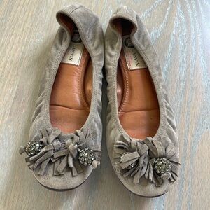 Lanvin suede crystal fringe ballet flats